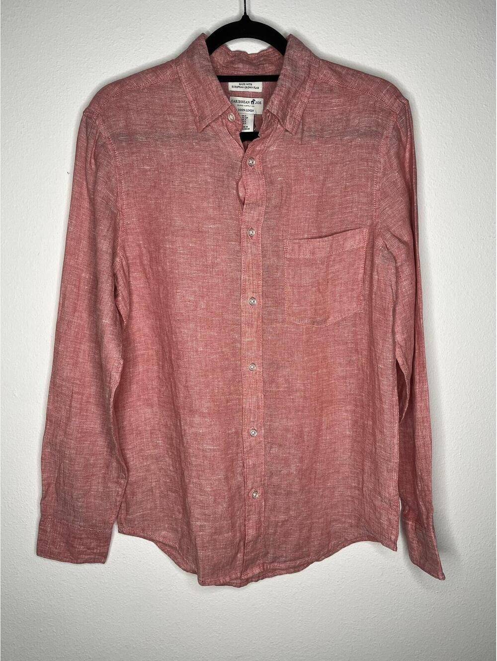 NWT Caribbean Joe Men's 100% Linen Button Down Shirt Size Small